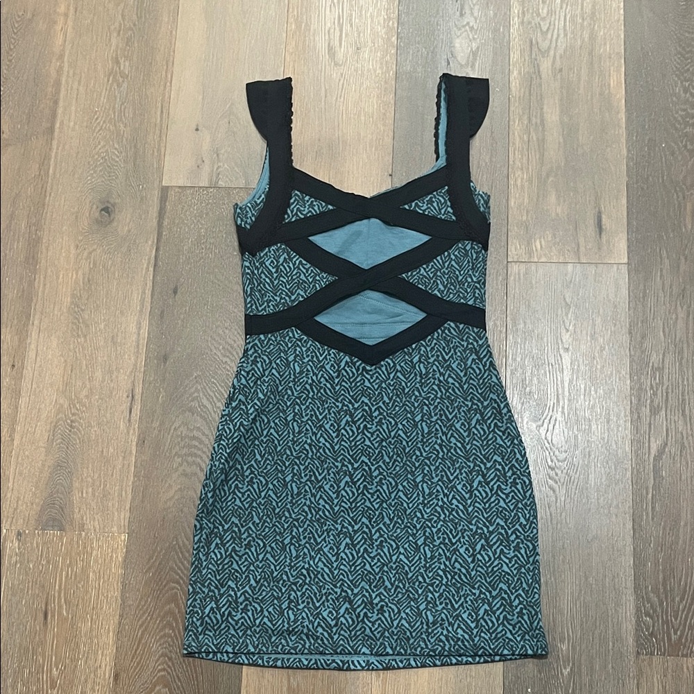 Free People Black and Blue Mini Dress - Picture 2 of 3